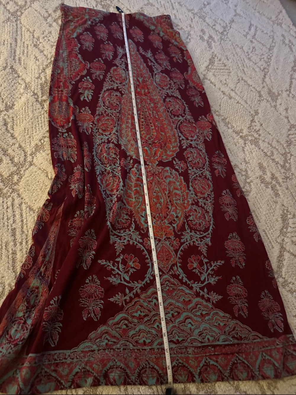 Billabong Boho Maxi Skirt Burgundy Paisley Like New Flowy Festival Style - Picture 13 of 15